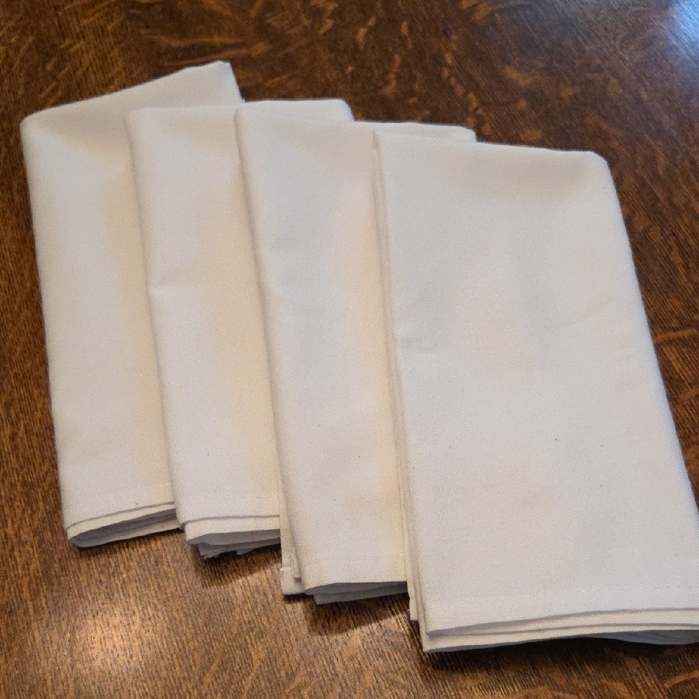 White Fabric Large Dinner Napkins or Craft Use (4)